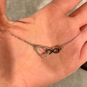 Jewlr Heart Infinity Necklace Sterling Silver
